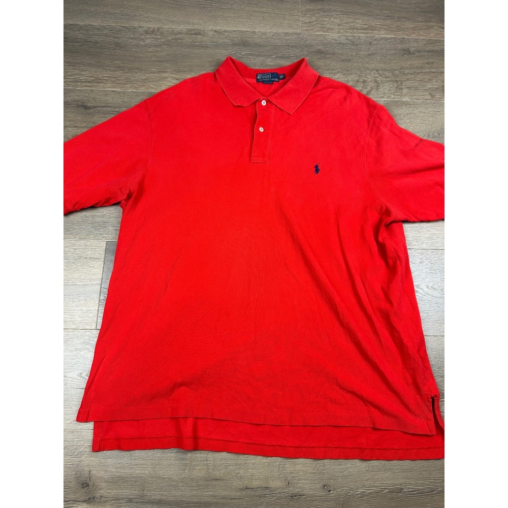 Polo Ralph Lauren Mens 2XLT Red Short Sleeve Pique Cotton Polo Shirt Tall
